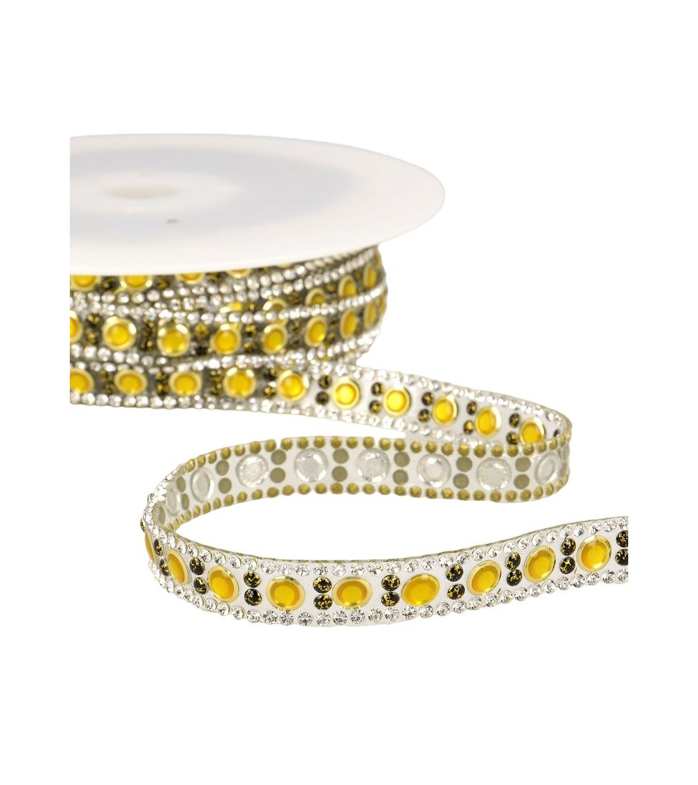 Bobina da 10 m Treccia termoadesiva di perline 10 mm oro