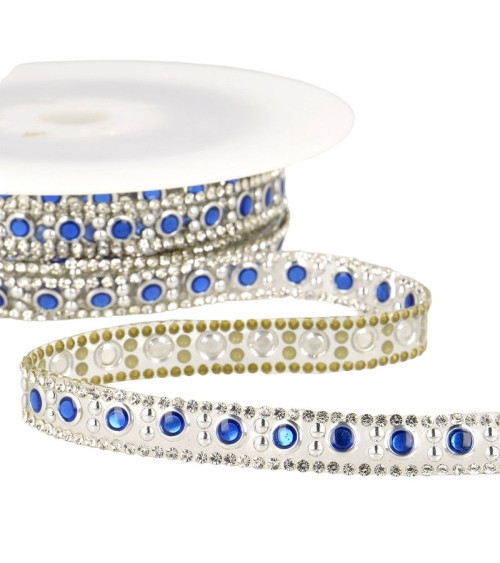 10m reel Iron-on bead braid 10 mm Navy blue and silver