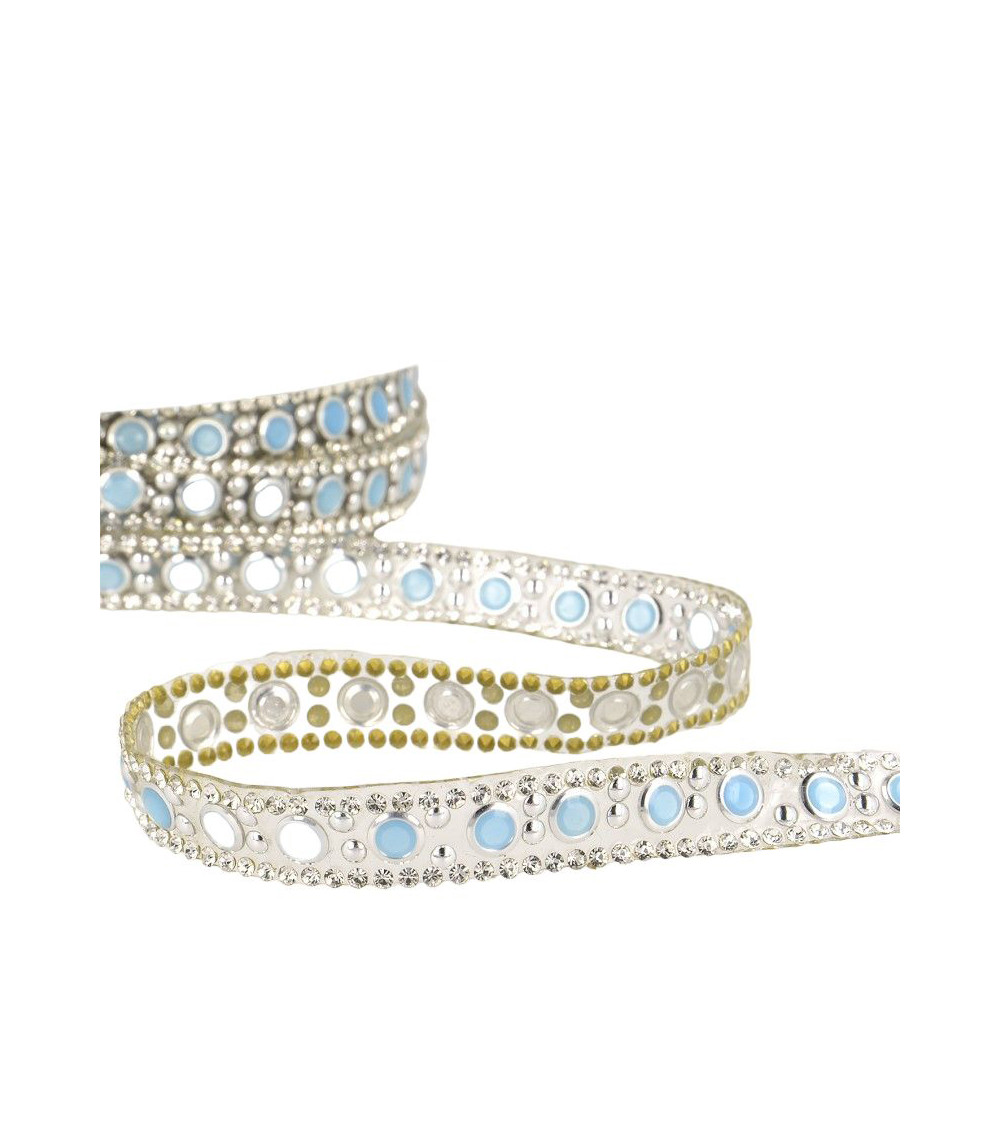 10m reel Iron-on bead braid 10 mm Blue and silver