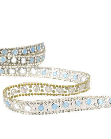 10m reel Iron-on bead braid 10 mm Blue and silver