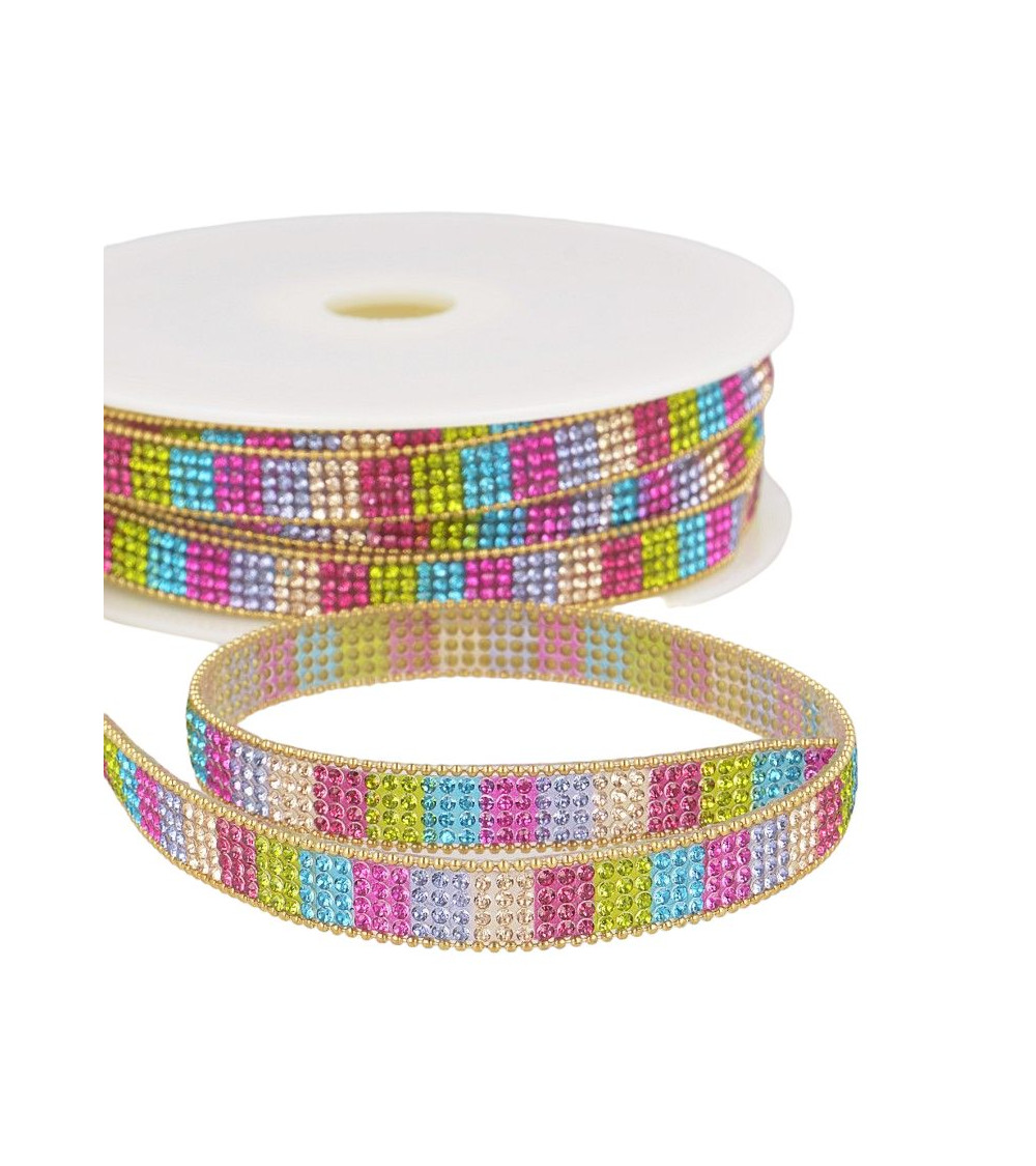 10m reel of 12mm multicoloured iron-on braid