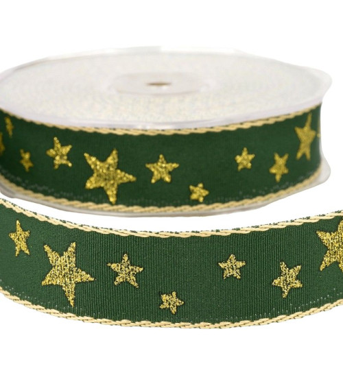 20m spool Star ribbon 25mm Bottle Green