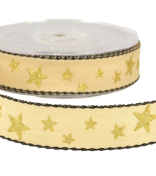 20m spool Star ribbon 25mm Beige