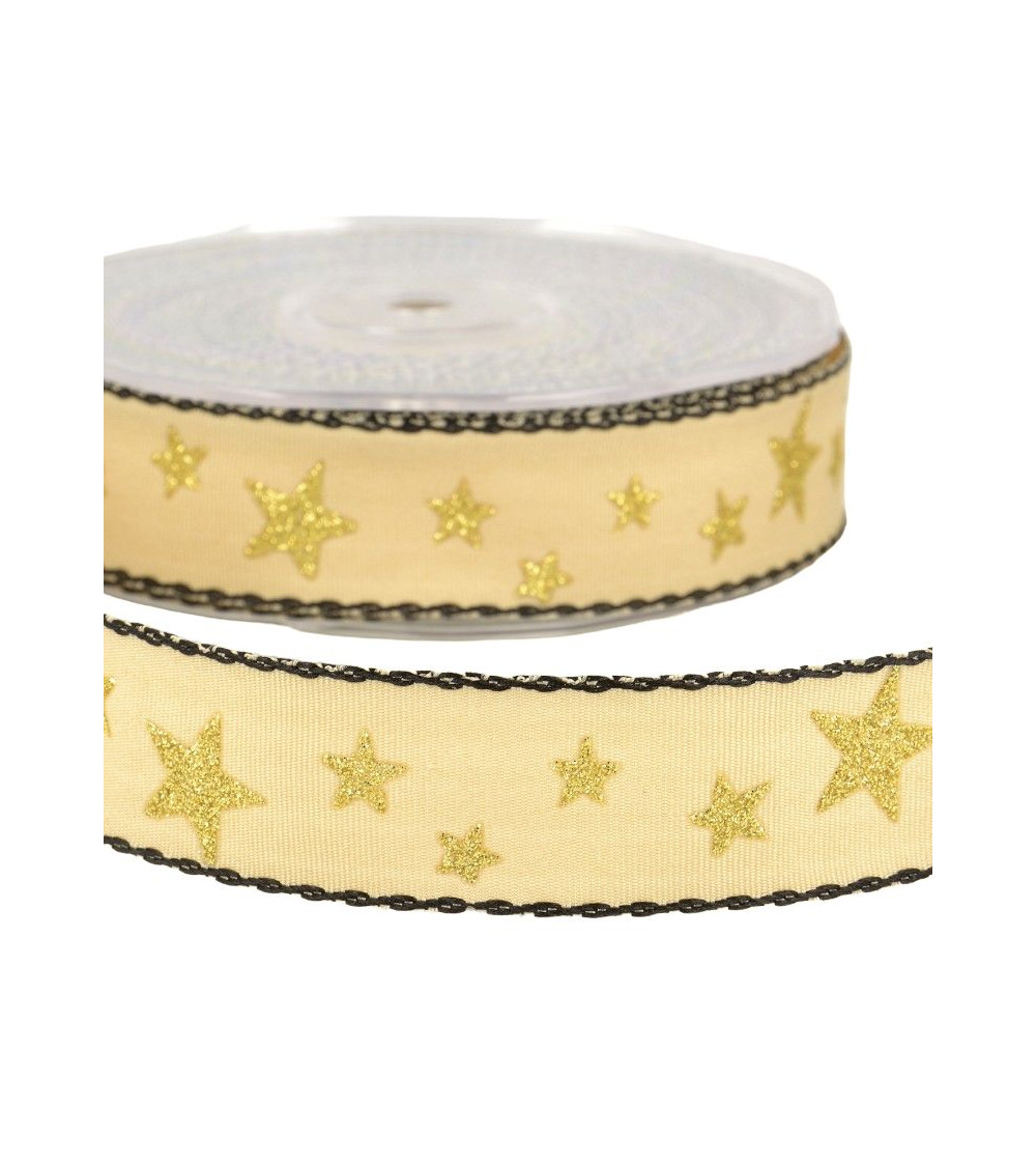 20m spool Star ribbon 25mm Beige