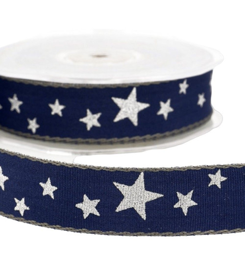 20m spool Star ribbon 25mm Navy blue