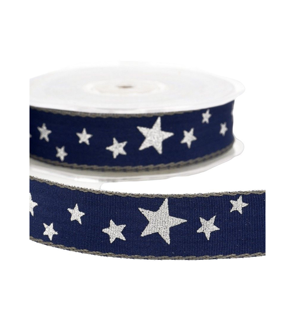 20m spool Star ribbon 25mm Navy blue