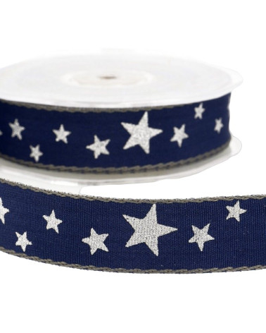 20m spool Star ribbon 25mm Navy blue