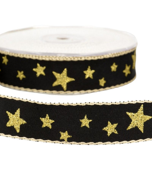 20m spool Star ribbon 25mm Black