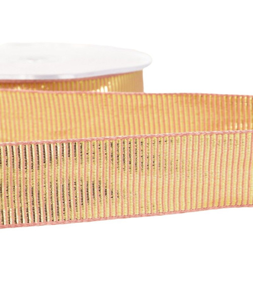 20m spool Metal grosgrain ribbon 25mm Old Pink