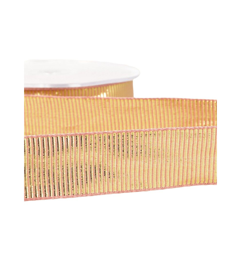 20-m-Spule. Metall-Ripsband, 25 mm, Altrosa