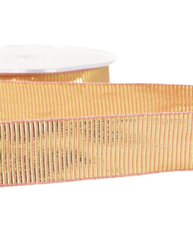 20-m-Spule. Metall-Ripsband, 25 mm, Altrosa