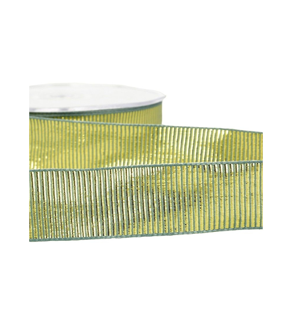 20m reel of 25mm metal grosgrain ribbon, light khaki green