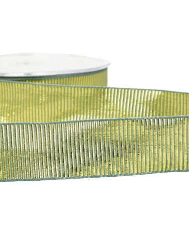 20m reel of 25mm metal grosgrain ribbon, light khaki green