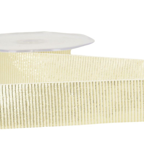 20m spool Metal grosgrain ribbon 25mm Ecru