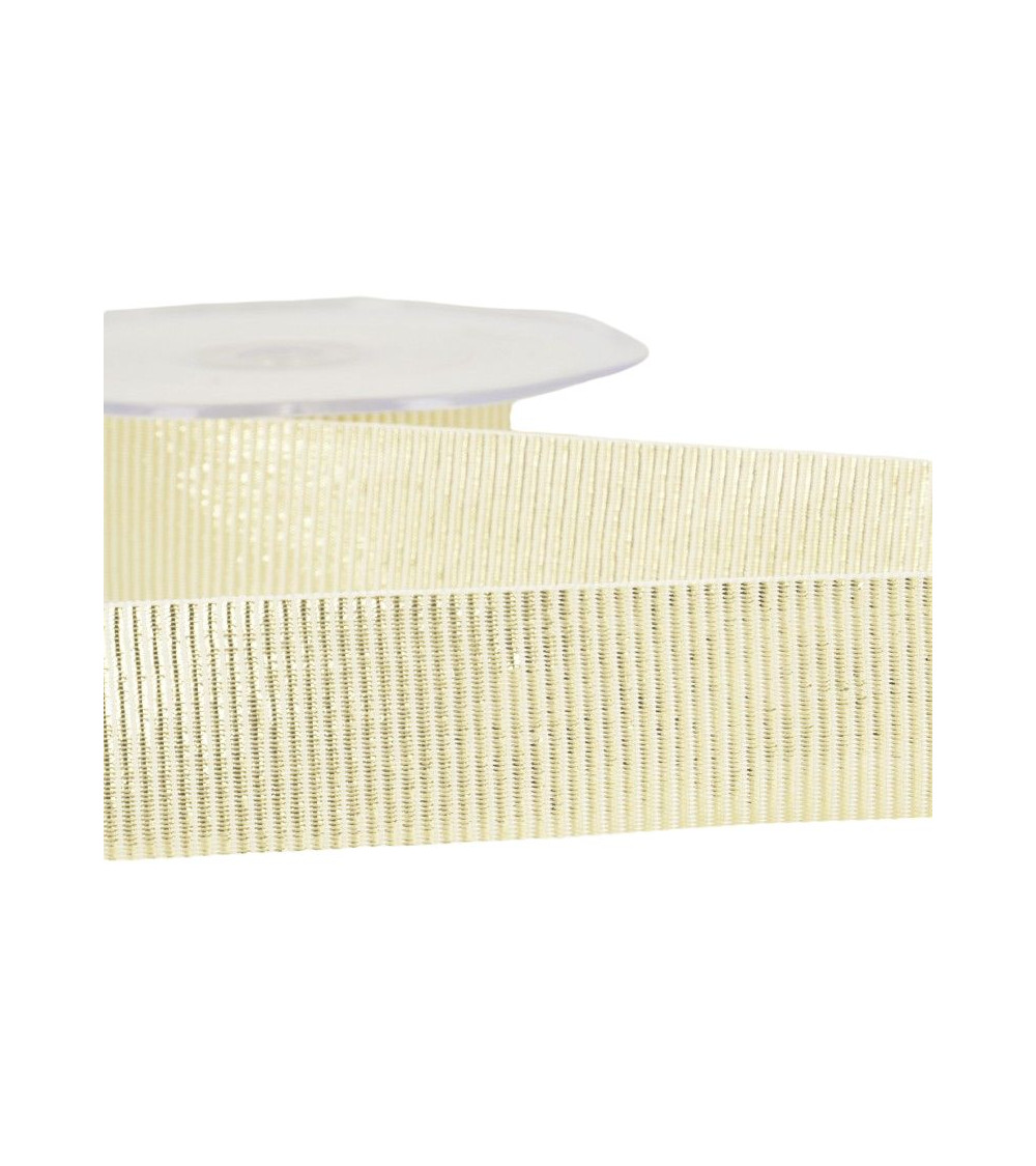20-m-Spule. Metall-Ripsband, 25 mm, Ecru