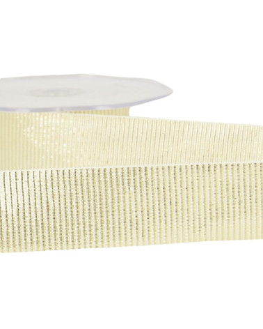 20-m-Spule. Metall-Ripsband, 25 mm, Ecru