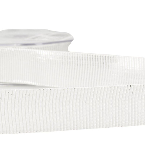 20m spool Metal grosgrain ribbon 25mm White