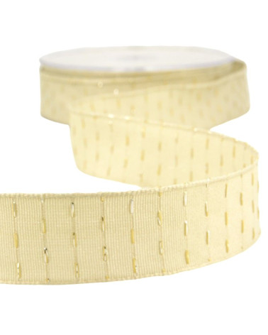 20m spool Iridescent lines ribbon 25 mm Beige