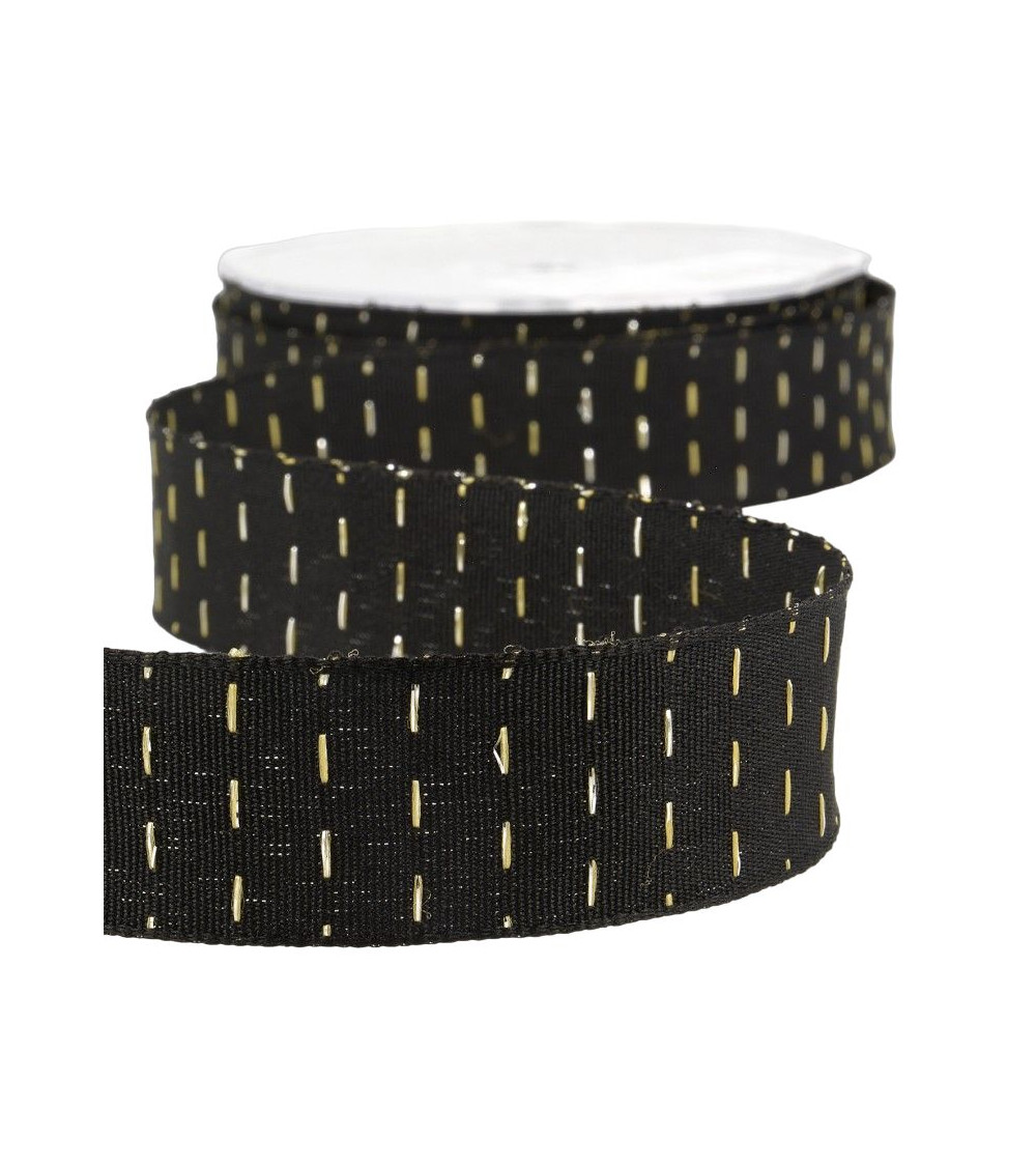 20m spool Iridescent lines ribbon 25mm Black