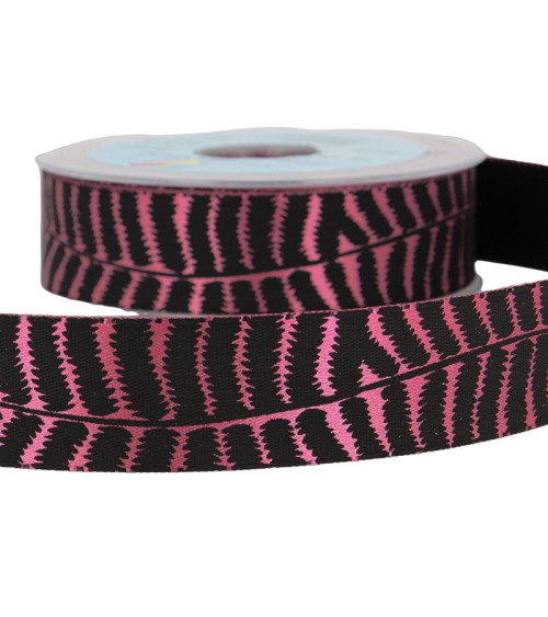20m spool Fuchsia pink zebra ribbon 25mm