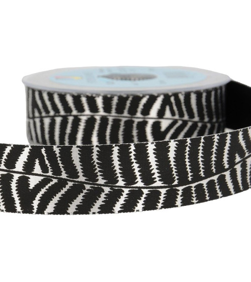 20m spool Black zebra ribbon 25mm