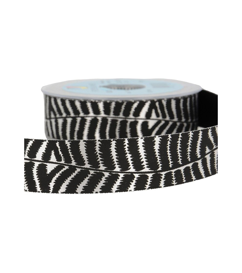 20m spool Black zebra ribbon 16mm