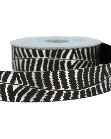 20m spool Black zebra ribbon 16mm