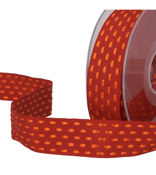Bobine 20m Ruban tiret bicolore 25 mm Rouge bourgogne
