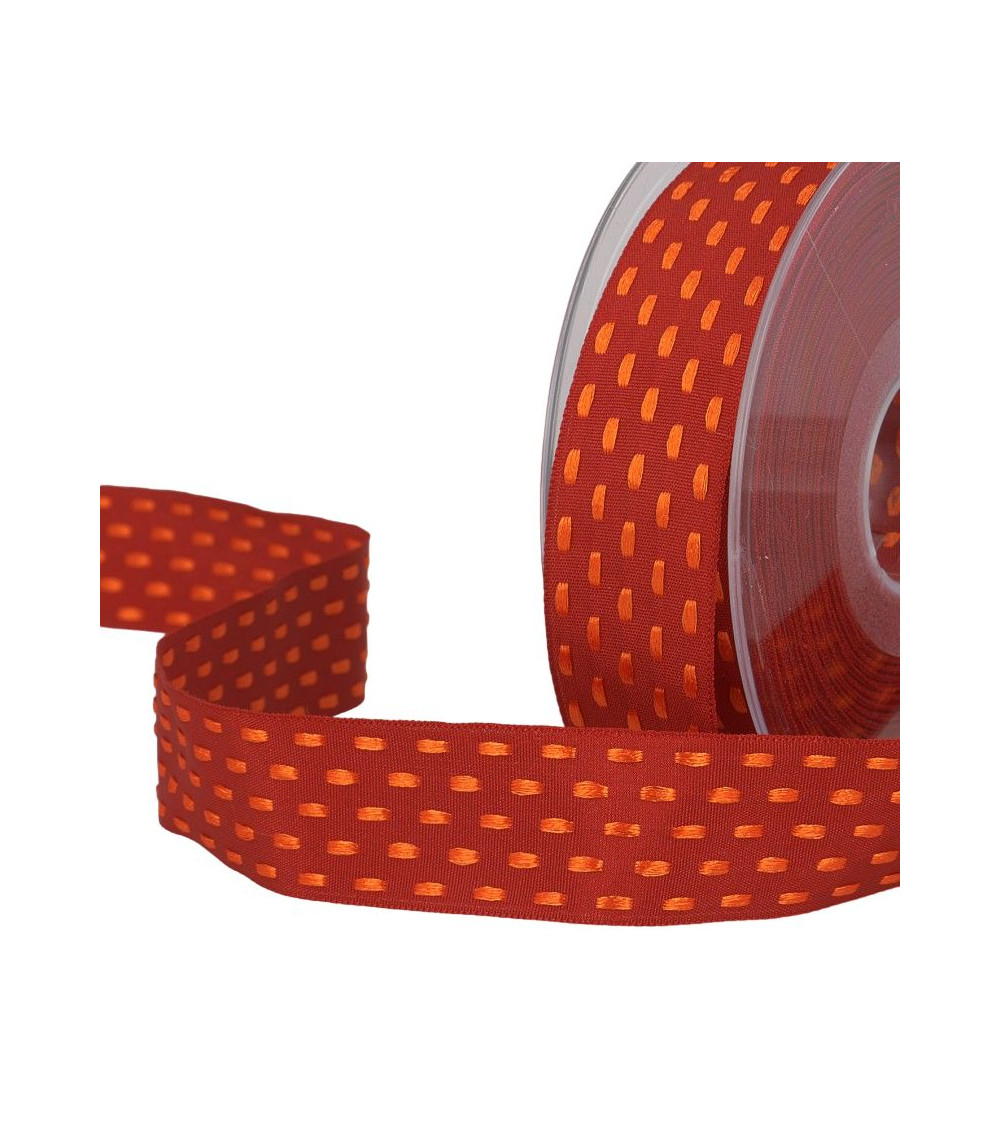 20m spool Two-tone dash ribbon 25 mm Burgundy red