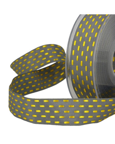 20m spool Two-tone dash ribbon 25 mm Medium Gray
