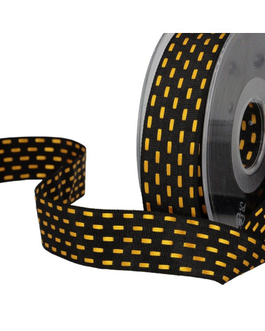 20m reel Two-tone dash ribbon 25 mm Black