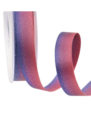 Spool 25m Iridescent satin ribbon 15 mm Raspberry pink