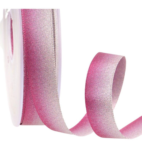 25m spool Iridescent satin ribbon 15mm Fuchsia pink