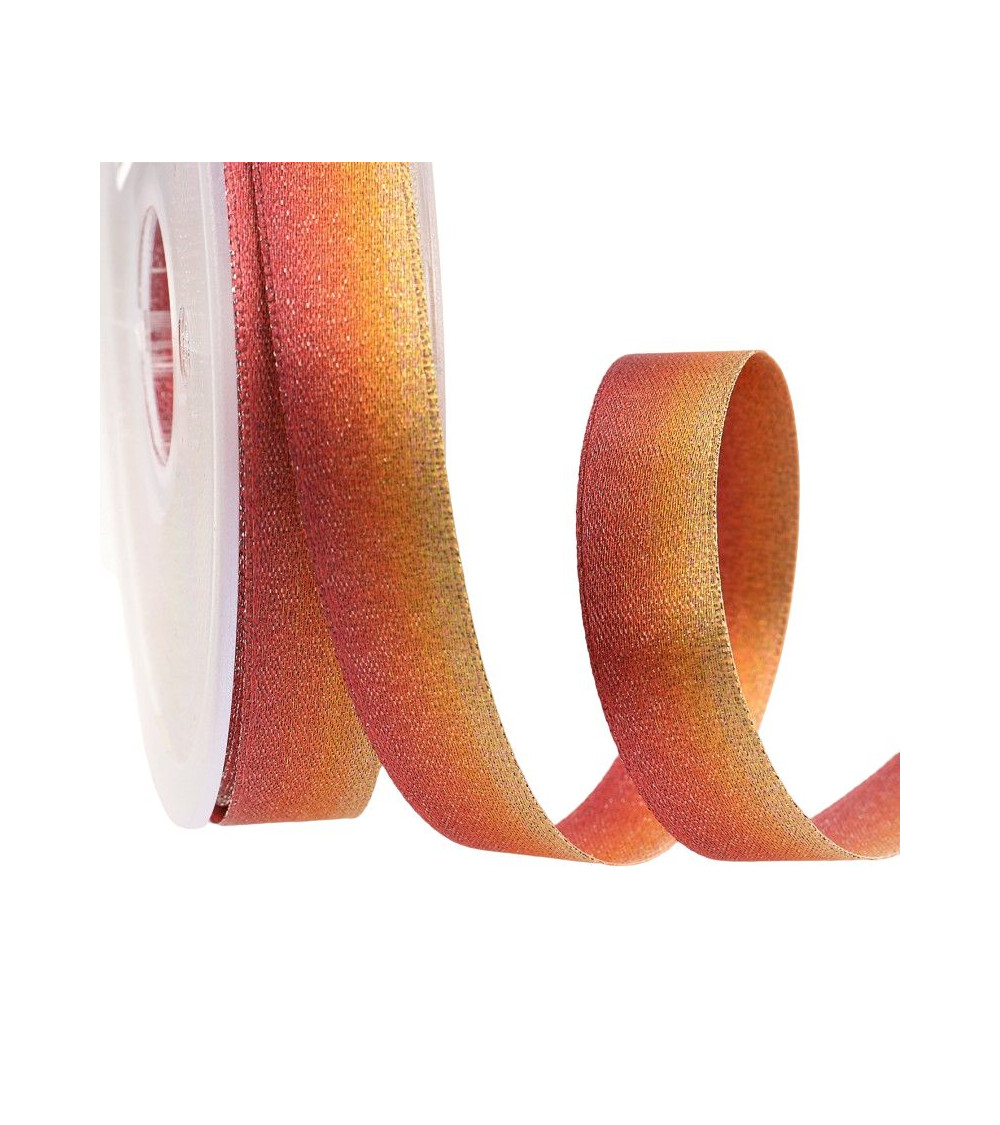 25m spool of iridescent satin ribbon 15 mm Fuchsia pink