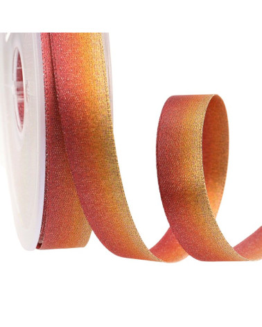 25m spool of iridescent satin ribbon 15 mm Fuchsia pink