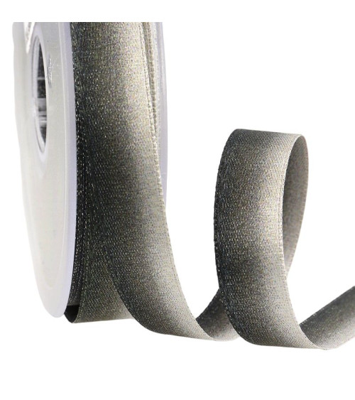 25m spool Iridescent satin ribbon 15mm Gray Black