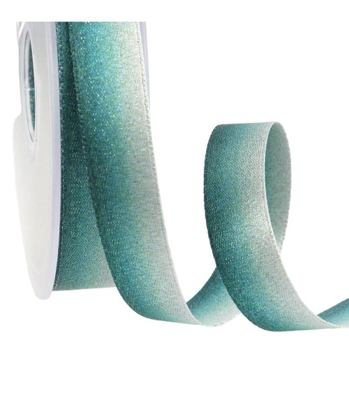 25m spool Iridescent satin ribbon 15mm Steel Blue