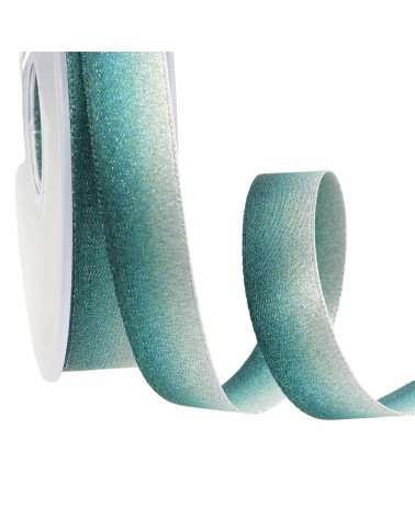 25m spool of iridescent satin ribbon 15 mm Steel Blue