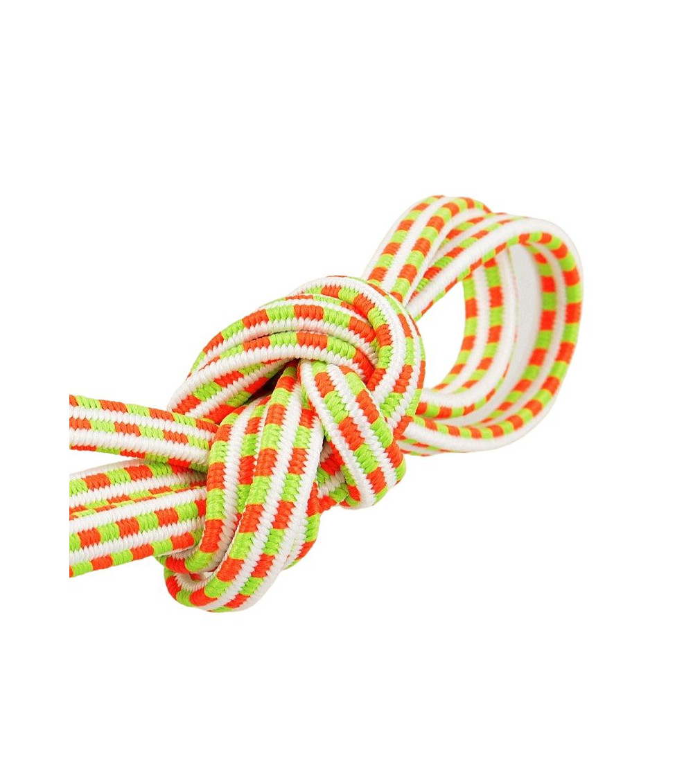 Bobina de 25m de elástico rectangular rosa y verde fluorescente de 6mm