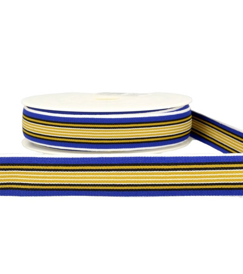 22m reel Multicolored elastic 25mm Brown and multicolor