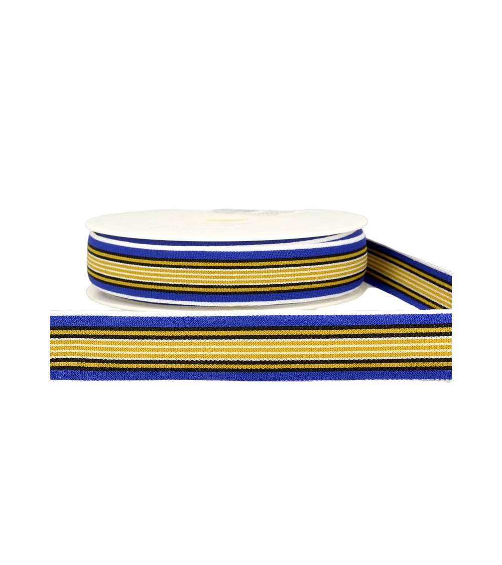 22m reel Multicolored elastic 25mm Brown and multicolor