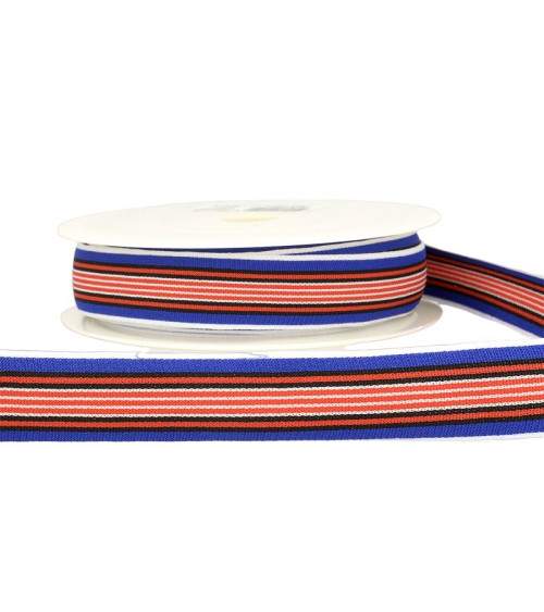22m reel Multicolored elastic 25mm Red and multicolor