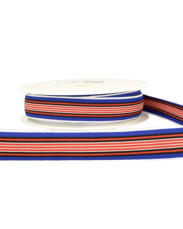 22m reel Multicolored elastic 25mm Red and multicolor