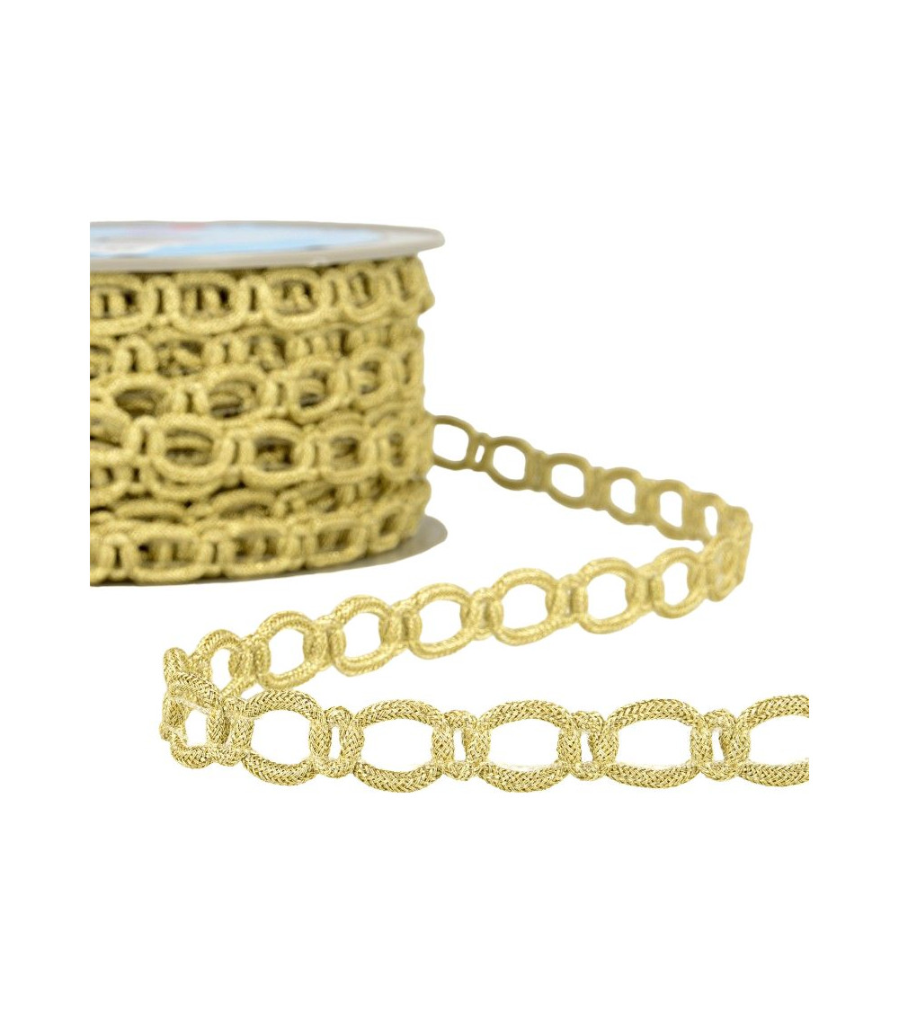 20m spool of polyester and metal link braid 13 mm Gold