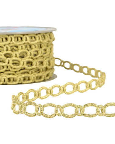 20m spool of polyester and metal link braid 13 mm Gold