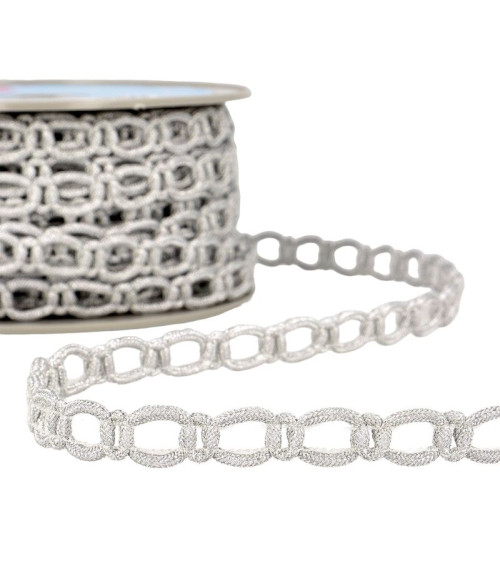 20m reel Polyester and metal link braid 13 mm Silver