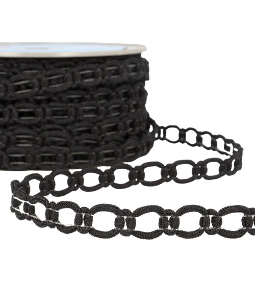 20m reel Polyester and metal link braid 13 mm Black