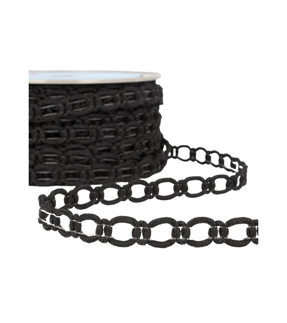 20m reel of polyester and metal link braid 13 mm Black
