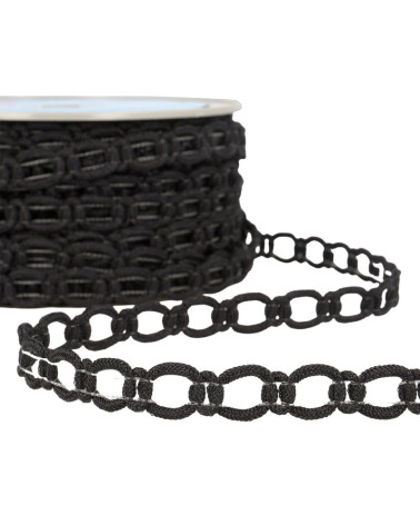 20m reel of polyester and metal link braid 13 mm Black