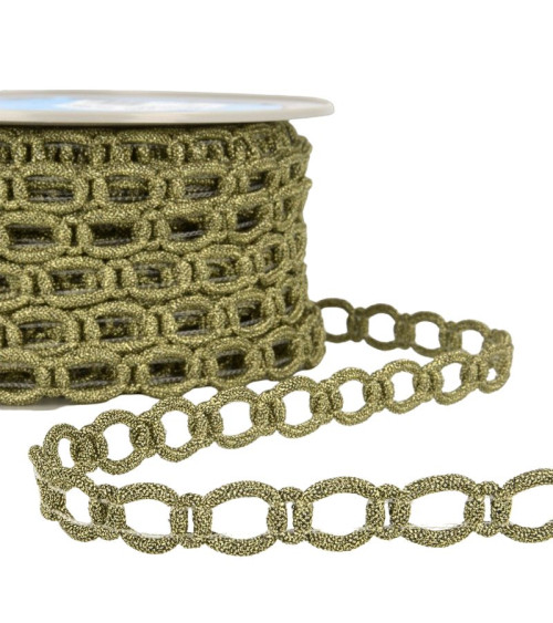 Bobina da 20 m Treccia in poliestere e maglia metallica 13 mm Oro e nero